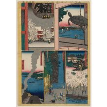 代長谷川貞信: Sheet 6 from the series Cutout Pictures of One Hundred Views of Edo (Meisho Edo hyakkei harimaze), copied from the Hundred Views of Edo (Meisho Edo hyakkei) by Hiroshige I - ボストン美術館