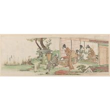 Katsushika Hokusai: Ladies Trading With a Peddler of Cosmetics and Accessories (Komamono) - Museum of Fine Arts