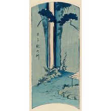 Utagawa Hiroshige: Waterfall River at Ôji (Ôji Taki-no-kawa), from the series Cutout Pictures of Famous Places in Edo (Edo meisho harimaze zue) - Museum of Fine Arts