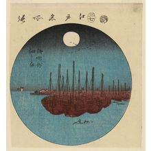 Utagawa Hiroshige: Teppôzu and Tsukuda Island (Teppôzu Tsukudajima), from the series Cutout Pictures of Famous Places in Edo (Edo meisho harimaze zue) - Museum of Fine Arts