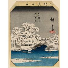 歌川広重: Matsuchiyama and San'ya-bori, from the series Cutout Pictures of Famous Places in Edo (Edo meisho harimaze zue) - ボストン美術館