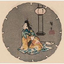 Utagawa Hiroshige: Yoshiwara Courtesan Seated by a Lamp, from an untitled harimaze series of Famous Places in Edo - Museum of Fine Arts