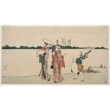 Katsushika Hokusai: Women And Children Returning Along The Bank Of The Sumida From A Visit To A Shinto Shrine - Museum of Fine Arts