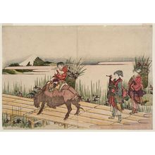 Katsushika Hokusai: Two Women and a Herdboy on an Ox with Baskets of Iris - Museum of Fine Arts