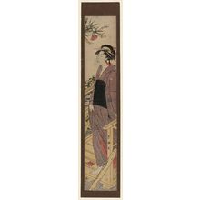 Utagawa Toyokuni I: Woman on Rooftop Platform Admiring Tanabata Festival Decorations - Museum of Fine Arts