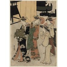 Utagawa Toyokuni I: Courtesans on a Street in the Yoshiwara - Museum of Fine Arts