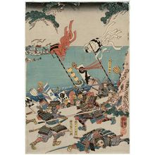 Utagawa Kuniyoshi: The Battle betwen the Minamoto and the Taira at Ichinotani in Settsu Province (Sesshû Ichinotani Genpei kassen no zu) - Museum of Fine Arts