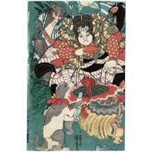 Utagawa Kuniyoshi, 歌川国芳 (Utagawa Kuniyoshi)による浮世絵「Momotarô and His Animal Friends」