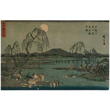 Utagawa Hiroshige: Catching Sweetfish in the Tama River under the Autumn Moon (Tamagawa aki no tsuki ayugari no zu), from the series Snow, Moon, and Flowers at Famous Places (Meisho setsugekka) - Museum of Fine Arts