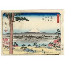 歌川広重: Chiyo Point at Meguro in Edo (Tôto Meguro Chiyo-ga-saki), from the series Thirty-six Views of Mount Fuji (Fuji sanjûrokkei) - ボストン美術館