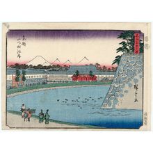 Utagawa Hiroshige: Riverbank at Yamashita-chô in Edo (Tôto Yamashita-chô kashi), from the series Thirty-six Views of Mount Fuji (Fuji sanjûrokkei) - Museum of Fine Arts