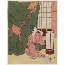 Suzuki Harunobu: Woman Holding Her Ears during a Thunderstorm - Museum of Fine Arts