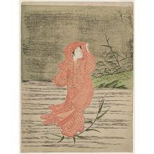 Suzuki Harunobu: Parody of Bodhidharma (Daruma) Crossing the River on a Reed - Museum of Fine Arts