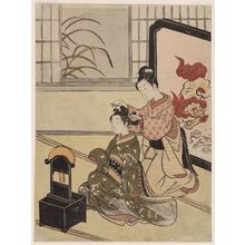 Suzuki Harunobu: Autumn Moon of the Mirror, from the series Eight Views of the Parlor (Zashiki hakkei) - Museum of Fine Arts