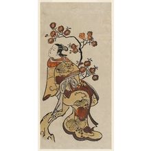 Torii Kiyonobu I: Courtesan Seated on a Flowering Cherry Tree - Museum of Fine Arts