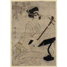 Kitagawa Utamaro: Maple Leaves, from the series Flowers of Edo: Girl Ballad Singers (Edo no hana musume jôruri) - Museum of Fine Arts