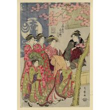 Kitagawa Utamaro: Courtesans under Cherry Trees in Front of the Daikokuya - Museum of Fine Arts