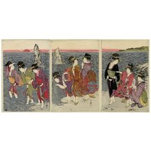 喜多川歌麿: Women on the Beach at Futami-ga-ura - ボストン美術館