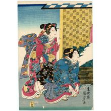 Utagawa Kunisada II: Women at Flower Exhibit - Museum of Fine Arts