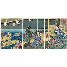 二代歌川国貞: Eastern Genji and the Autumn Moon at Fukagawa (Azuma Genji Tatsumi no shûgetsu) - ボストン美術館