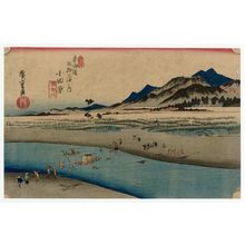 Utagawa Hiroshige: Odawara: The Sakawa River (Odawara, Sakawagawa), third (?) state, from the series Fifty-three Stations of the Tôkaidô Road (Tôkaidô gojûsan tsugi no uchi), also known as the First Tôkaidô or Great Tôkaidô - Museum of Fine Arts