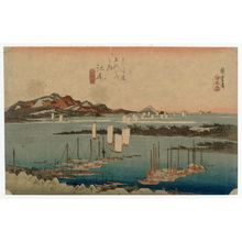 Utagawa Hiroshige: Ejiri: Distant View of Miho (Ejiri, Miho enbô), from the series Fifty-three Stations of the Tôkaidô Road (Tôkaidô gojûsan tsugi no uchi), also known as the First Tôkaidô or Great Tôkaidô - Museum of Fine Arts