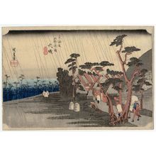 歌川広重: Ôiso: Tora's Rain (Ôiso, Tora ga ame), from the series Fifty-three Stations of the Tôkaidô Road (Tôkaidô gojûsan tsugi no uchi), also known as the First Tôkaidô or Great Tôkaidô - ボストン美術館