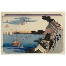 歌川広重: Kanagawa: View of the Embankment (Kanagawa, dai no kei), first version, from the series Fifty-three Stations of the Tôkaidô (Tôkaidô gojûsan tsugi no uchi), also known as the First Tôkaidô or Great Tôkaidô - ボストン美術館