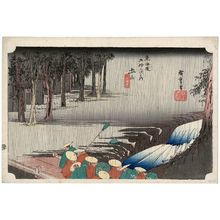 歌川広重: Tsuchiyama: Spring Rain (Tsuchiyama, haru no ame), from the series Fifty-three Stations of the Tôkaidô Road (Tôkaidô gojûsan tsugi no uchi), also known as the First Tôkaidô or Great Tôkaidô - ボストン美術館