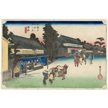 Utagawa Hiroshige: Narumi: Famous Arimatsu Tie-dyed Fabric (Narumi, meibutsu Arimatsu shibori), from the series Fifty-three Stations of the Tôkaidô Road (Tôkaidô gojûsan tsugi no uchi), also known as the First Tôkaidô or Great Tôkaidô - Museum of Fine Arts