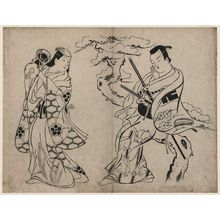 Japanese Print "Actors Takii Hannosuke and Miyazaki Denkichi?" by Okumura Masanobu, 奥村政信 (Okumura Masanobu)