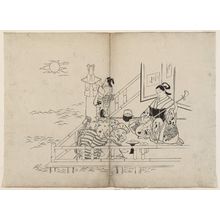 Japanese Print "Daikoku and Fukurokuju at a Party with a Courtesan" by Okumura Masanobu, 奥村政信 (Okumura Masanobu)