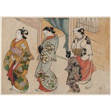 Japanese Print "Street Scene in the Yoshiwara" by Okumura Masanobu, 奥村政信 (Okumura Masanobu)