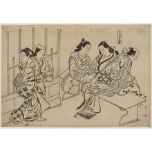 Okumura Masanobu: Kyô-machi in the Yoshiwara (Yoshiwara Kyô-machi), No. 9 from an untitled series of a visit to the Yoshiwara (known as Series L) - Museum of Fine Arts