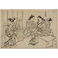 Japanese Print "Kyô-machi in the Yoshiwara (Yoshiwara Kyô-machi), No. 9 from an untitled series of a visit to the Yoshiwara (known as Series L)" by Okumura Masanobu, 奥村政信 (Okumura Masanobu)