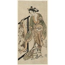 奥村政信: Woman Standing by a Kimono Rack - ボストン美術館