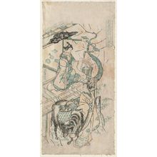 Nishimura Shigenaga: Parody of Sofu and His Ox and Kyoyo at the Waterfall, a Calendar (Mitate Sofu Kyoyo daishô) - Museum of Fine Arts