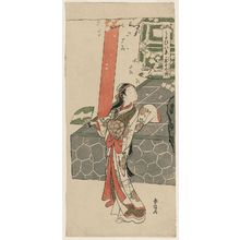 Suzuki Harunobu: Evening Bell of Miidera (Miidera no banshô), from the series Fashionable Eight Views of Noh Plays (Fûryû utai hakkei) - Museum of Fine Arts