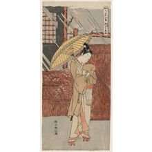 Suzuki Harunobu: Night Rain of Genjô (Genjô no yau), from the series Fashionable Eight Views of Nô Plays (Fûryû utai hakkei) - Museum of Fine Arts