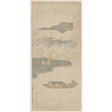 Suzuki Harunobu: Night Rain at Karasaki (Karasaki yau), first state, from the series Eight Views of Ômi (Ômi hakkei no uchi) - Museum of Fine Arts