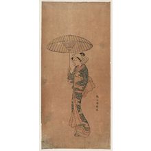 鈴木春信: Woman Walking under an Umbrella - ボストン美術館
