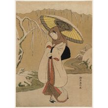 Suzuki Harunobu: The Heron Maiden (Sagi musume); second state of the print originally titled Winter: Snowflowers (Fuyu, mutsu no hana), from the series Fahionable Flowers of the Four Seasons (Fûzoku shiki no hana) - Museum of Fine Arts