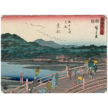 Utagawa Hiroshige: No. 54 - Kyôto: The Great Bridge at Sanjô (Sanjô Ôhashi), from the series The Tôkaidô Road - The Fifty-three Stations (Tôkaidô - Gojûsan tsugi no uchi) - Museum of Fine Arts