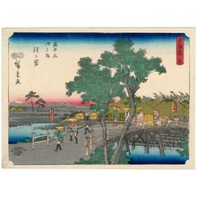 Utagawa Hiroshige: No. 5 - Hodogaya: Katabira Bridge and Shinmachi (Shinmachi, Katabirabashi), from the series The Tôkaidô Road - The Fifty-three Stations (Tôkaidô - Gojûsan tsugi no uchi) - Museum of Fine Arts