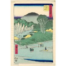 Utagawa Hiroshige: No. 27, Kakegawa: Fording the Forty-eight Rapids on the Akiba Road (Kakegawa, Akiba michi shijûhachi segoe), from the series Famous Sights of the Fifty-three Stations (Gojûsan tsugi meisho zue), also known as the Vertical Tôkaidô - Museum of Fine Arts