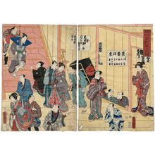 Utagawa Kunisada: Backstage at a Newly Opened Theater (Odori keiyô nikai-iri no zu) - Museum of Fine Arts