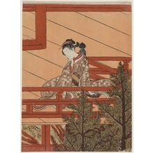 Suzuki Harunobu: Young Woman Seated on the Balcony of Kiyomizu Temple - Museum of Fine Arts