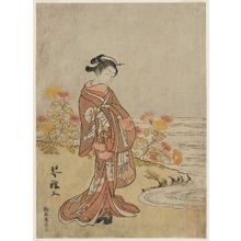 Suzuki Harunobu: Young Woman by a River Bank; Parody of Kikujidô - Museum of Fine Arts