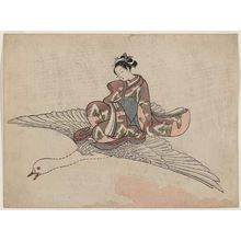 Suzuki Harunobu: Girl Riding a Flying Goose (Parody of the Taoist Immortal Liu Nu) - Museum of Fine Arts