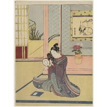 Suzuki Harunobu: Young Man Playing a Hand-drum - Museum of Fine Arts